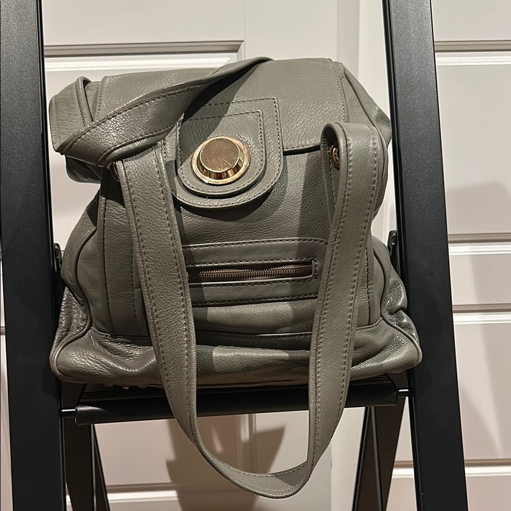 Gustto Grey Tote Leather Handbag